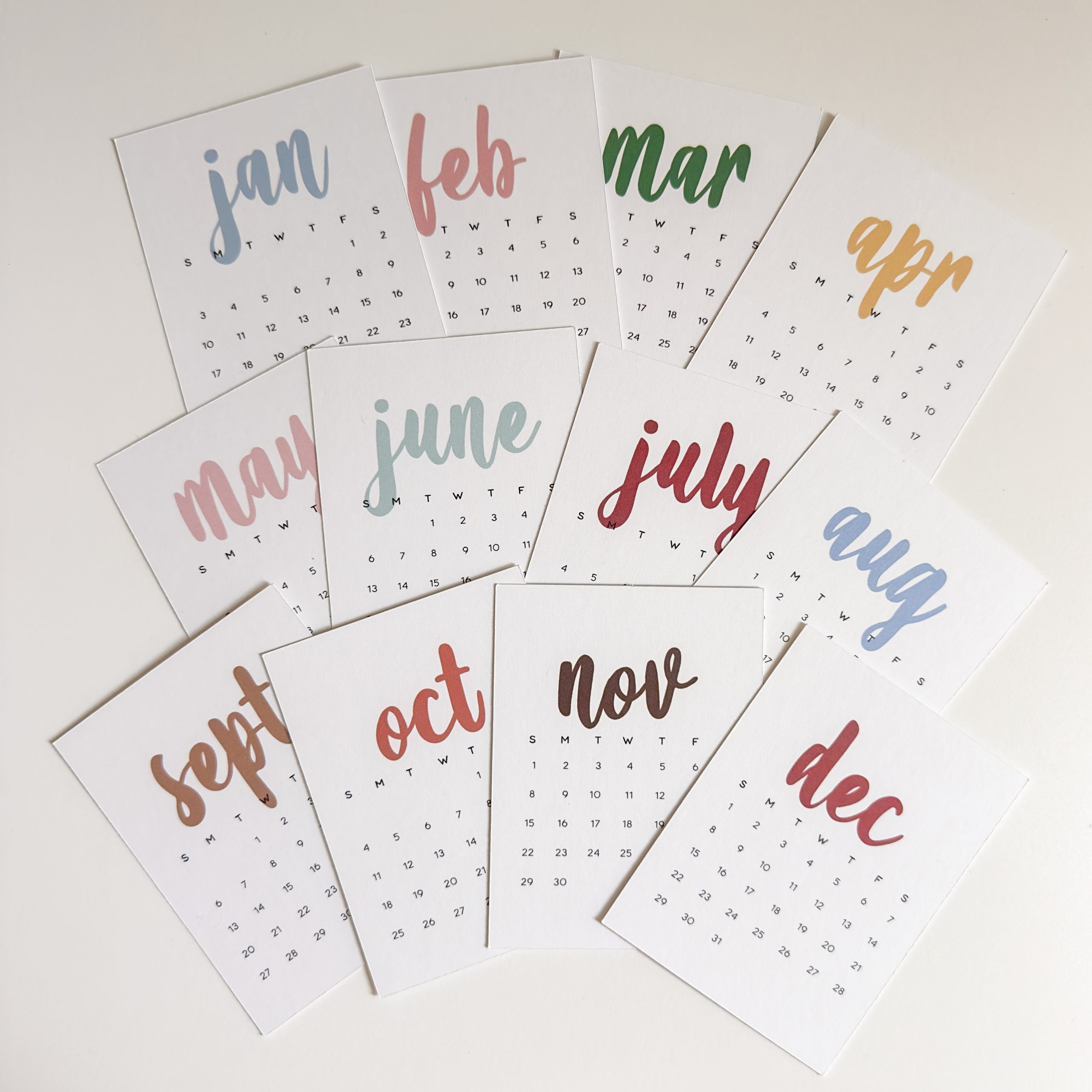 2027 Monthly Calendar Journal Cards