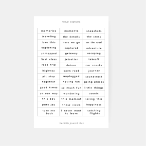 Travel Captions Sticker Sheet
